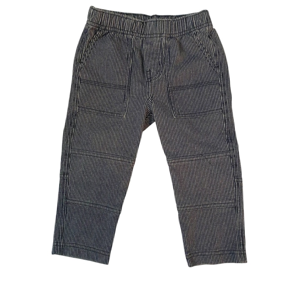 TEA COLLECTION Pants Engineer Cotton Work Denim Terry Pinstripe Blue White Navy